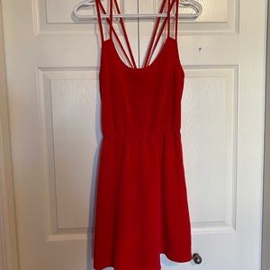 Red strappy dress